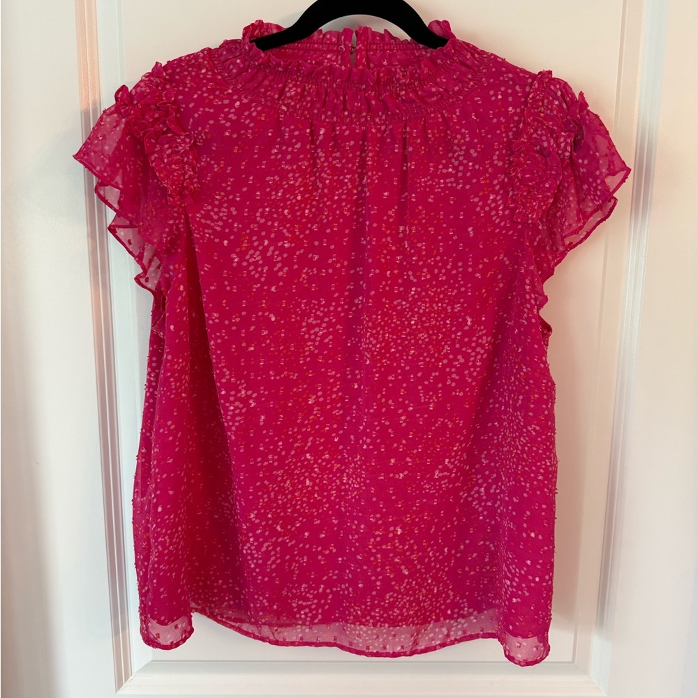 CeCe Fuchsia Ruffled Blouse